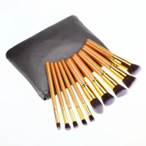 10Pcs Maange Pro makeup brushes bag Foundation Powder Eyeshadow Wood toothbrush makeup brush cosmetics tools kit