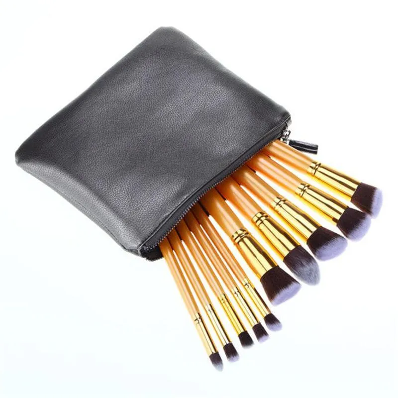 10Pcs Maange Pro makeup brushes bag Foundation Powder Eyeshadow Wood toothbrush makeup brush cosmetics tools kit