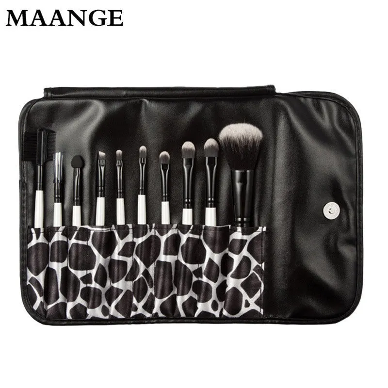 10pcs Maange Professional makeup brushes bag Foundation Eyeshadow hair ovale make up brush maquiagem cosmetics Tools