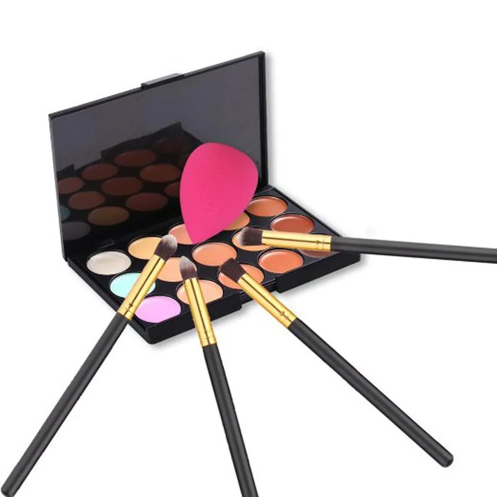 15 Colors Contour Concealer Palette + 4pcs Powder Brushes +Sponge Blender