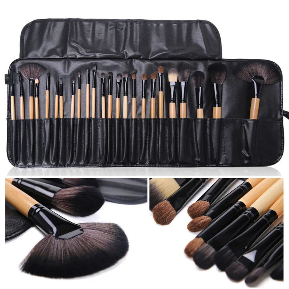 24Pcs Makeup Brushes Pressional Brush Tool Kits Eyeshadow Powder Eyeliner Contour Brush Bag Black pincel maquiagem