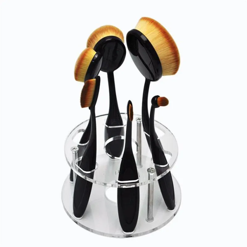 6 Hole Oval Tooth Makeup Brush Holder Drying Rack Organizer Shape Makeup Brushes Tools Holder Eyeshadow Brush Shelf Tool