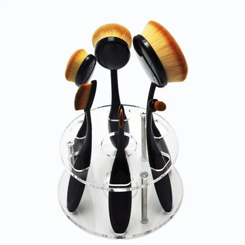 6 Hole Oval Tooth Makeup Brush Holder Drying Rack Organizer Shape Makeup Brushes Tools Holder Eyeshadow Brush Shelf Tool