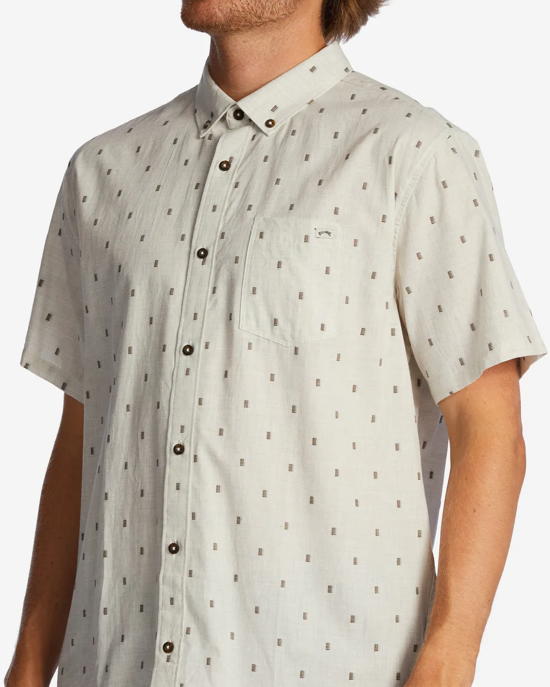 All Day Jacquard Short Sleeve Shirt - Cream