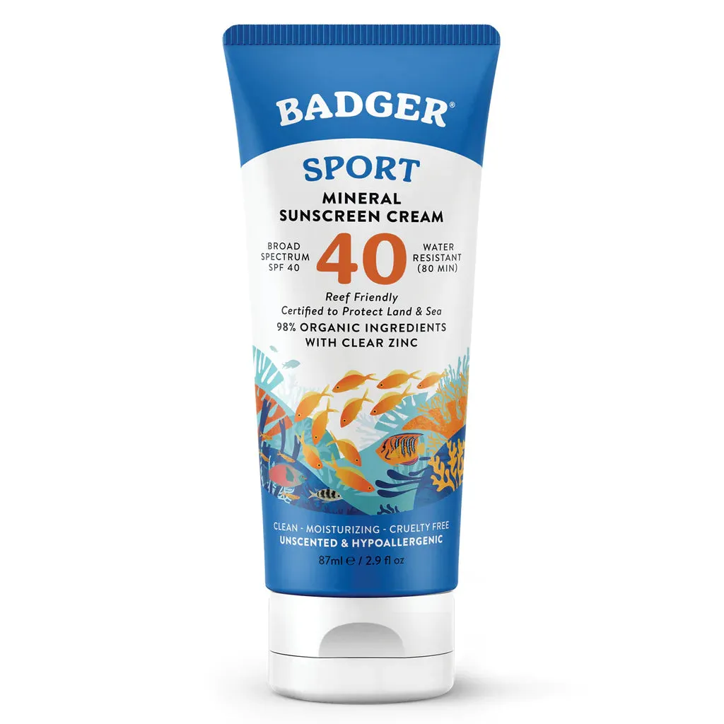 Badger Sport Mineral Sunscreen Cream - SPF 40