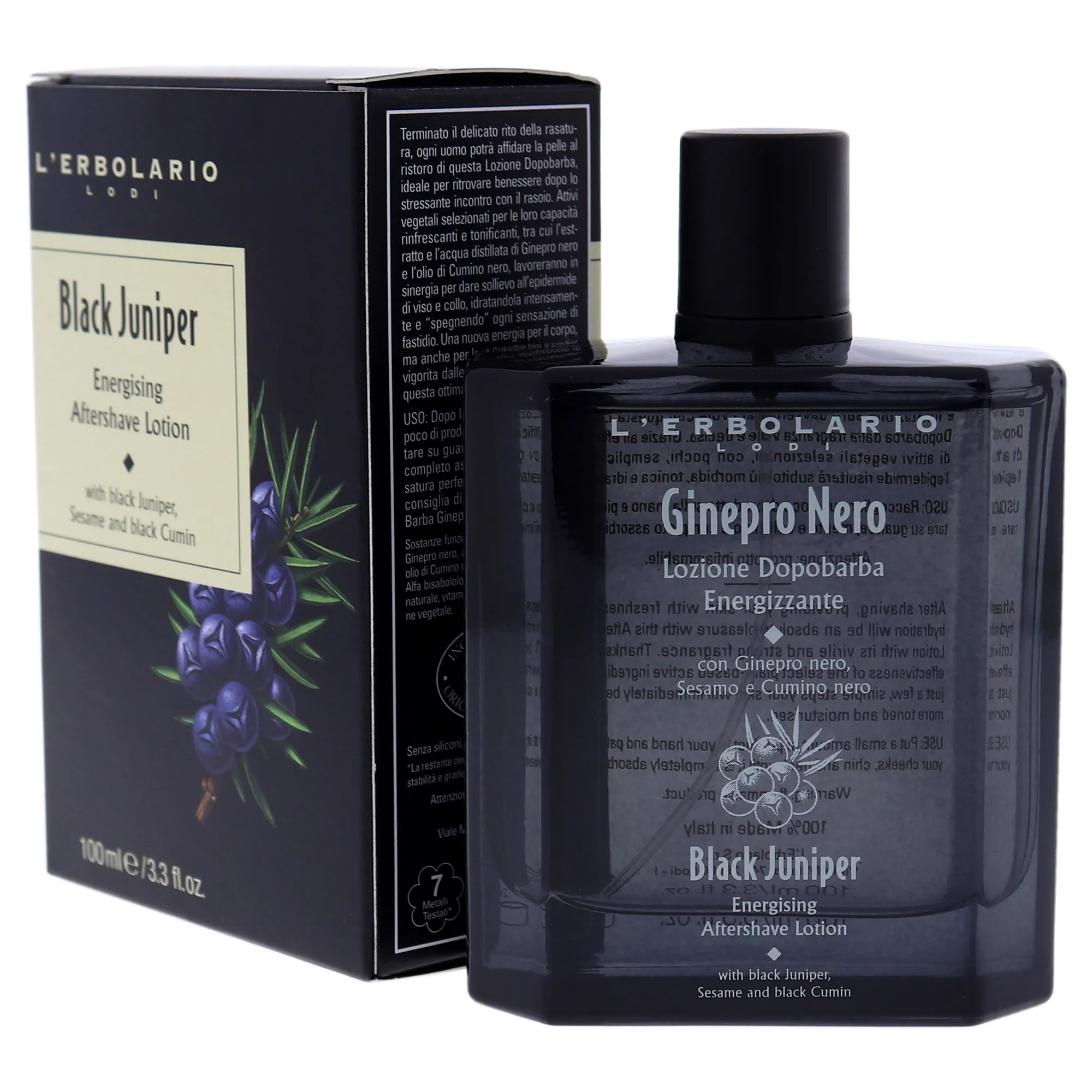 Black Juniper Energising Aftershave Lotion by LErbolario for Unisex - 3.3 oz After Shave Lotion