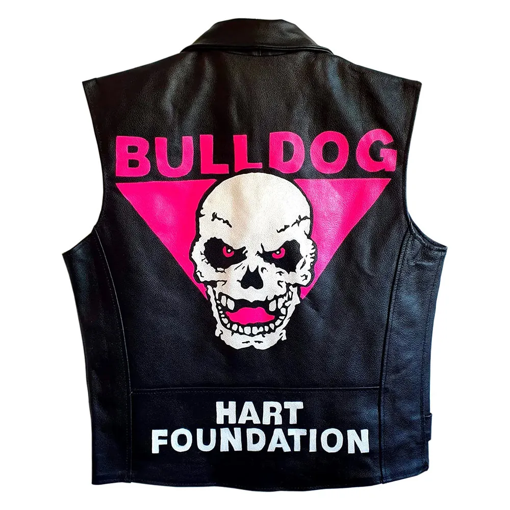 Bret Hart Foundation Black Biker Leather Vest