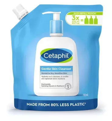 Cetaphil Gentle Skin Cleanser Refill Pouch, Face & Body Wash for Dry, Sensitive Skin, 710ml