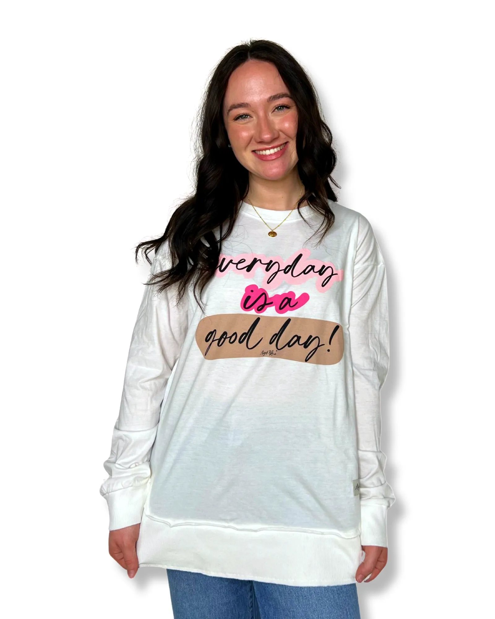 Everyday is a Good Day Belgian Cream High Low Long Sleeve Tee