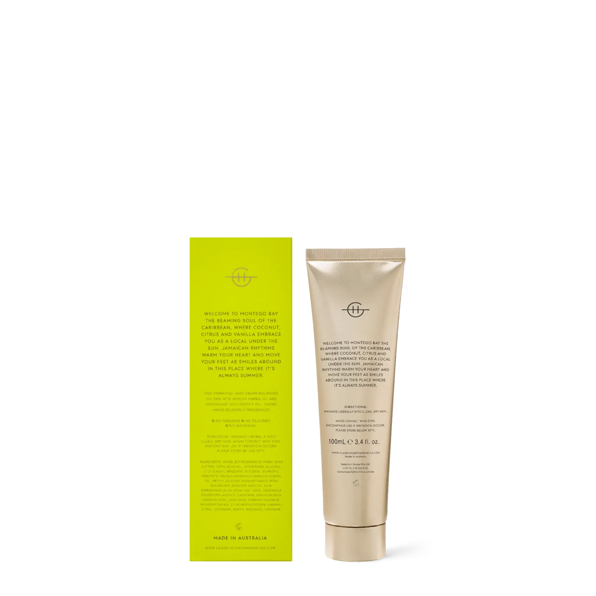 GLASSHOUSE FRAGRANCES Montego Bay Rhythm 100mL Hand Cream