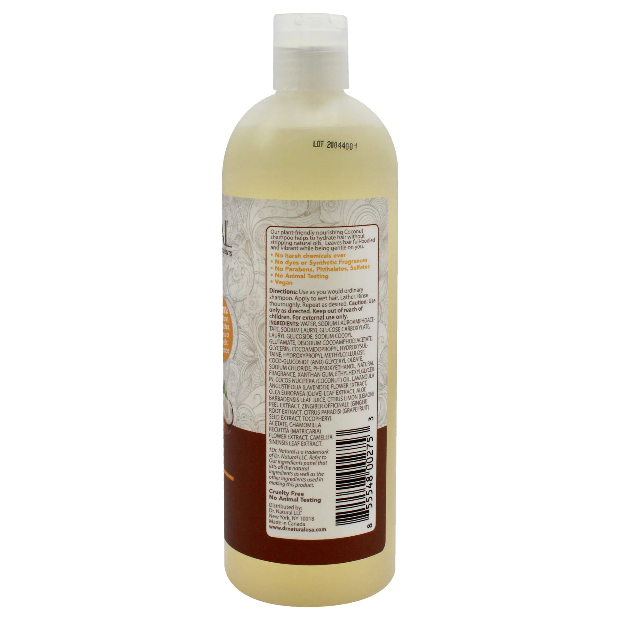 Hydrates and Restores Shampoo - Coconut by Dr. Natural for Unisex - 16 oz Lotion