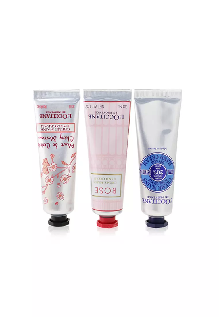 L'Occitane L'OCCITANE - Lovelier Hands Set: 2xRose Hand Cream 30ml+2x Shea Butter Hand Cream 3ml+2x Cherry Blossom Han