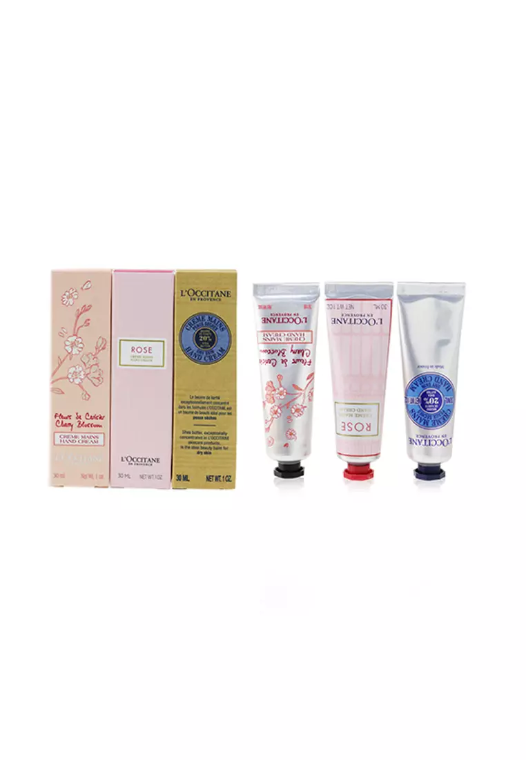 L'Occitane L'OCCITANE - Lovelier Hands Set: 2xRose Hand Cream 30ml+2x Shea Butter Hand Cream 3ml+2x Cherry Blossom Han