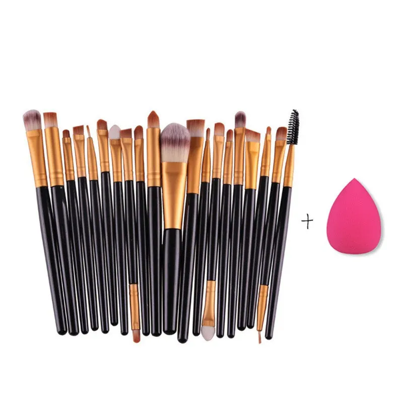 MAANGE 20pcs Makeup Brushes Set Powder Foundation Eyeshadow Eyeliner Lip Brush ToolSponge Beush S1 SM6