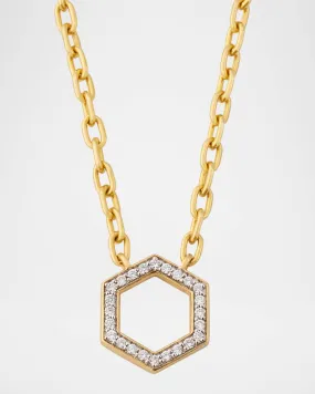 Mini Diamond Hexagon Foundation Chain Necklace in 18K Yellow Gold