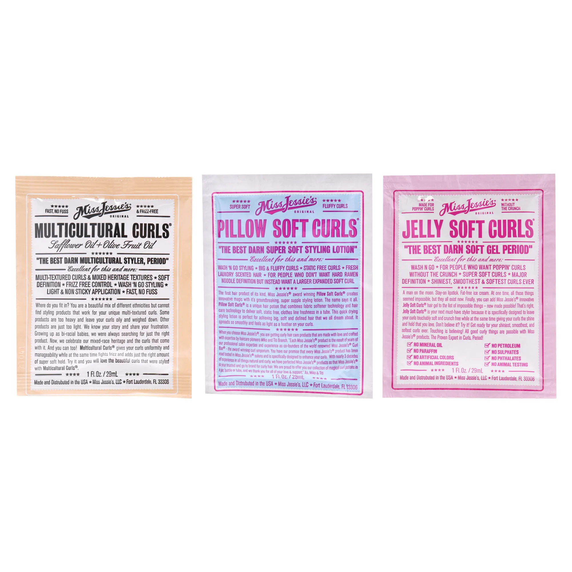 Pillow Soft Curls With Jelly Soft Curl and Multi Cultural Curls Kit by Miss Jessies for Unisex - 3 Pc Kit 1oz Lotion, 1oz Gel, 1