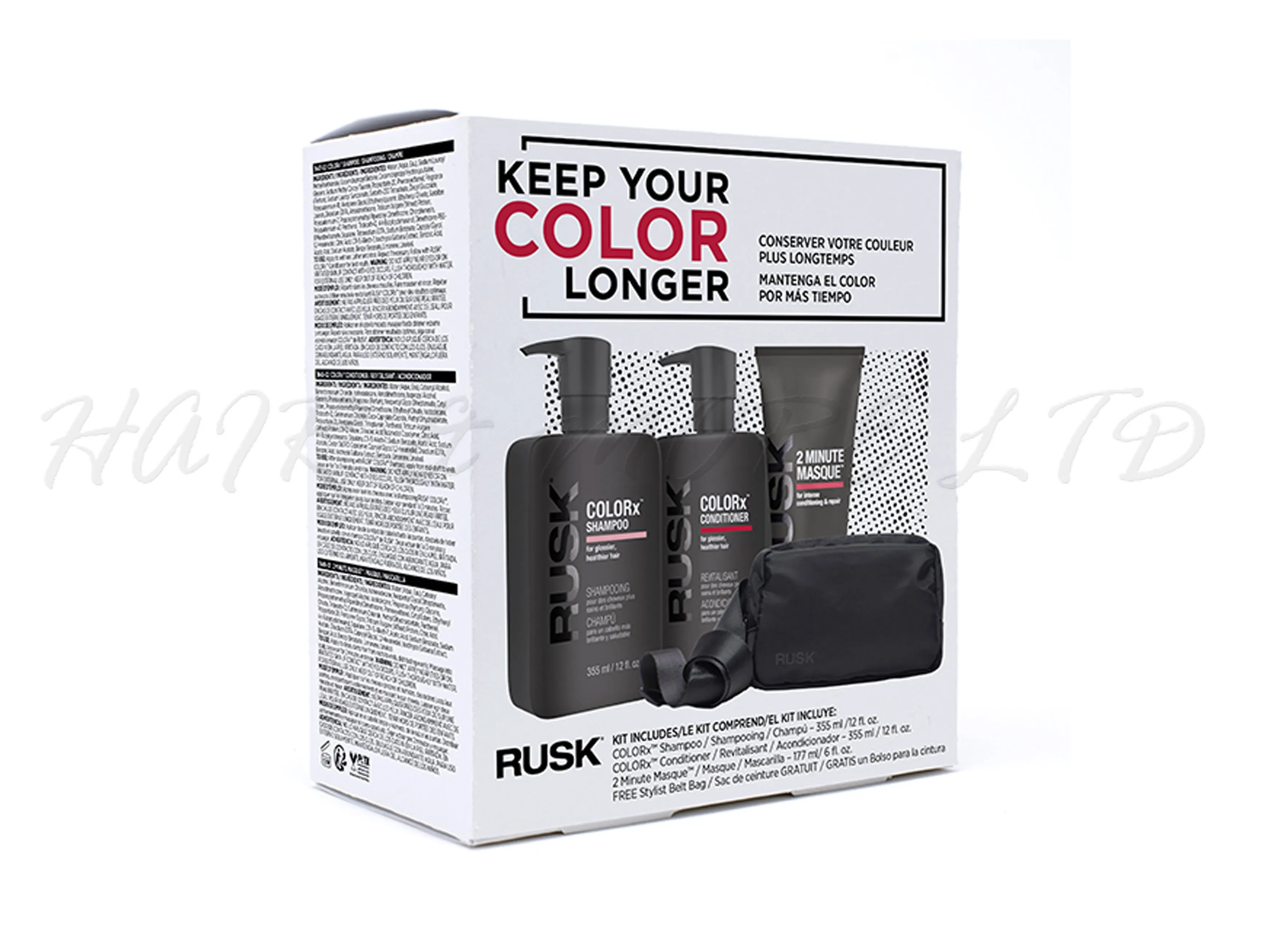 Rusk COLORx Gift Set - Shampoo, Conditioner & Mask & Belt Bag