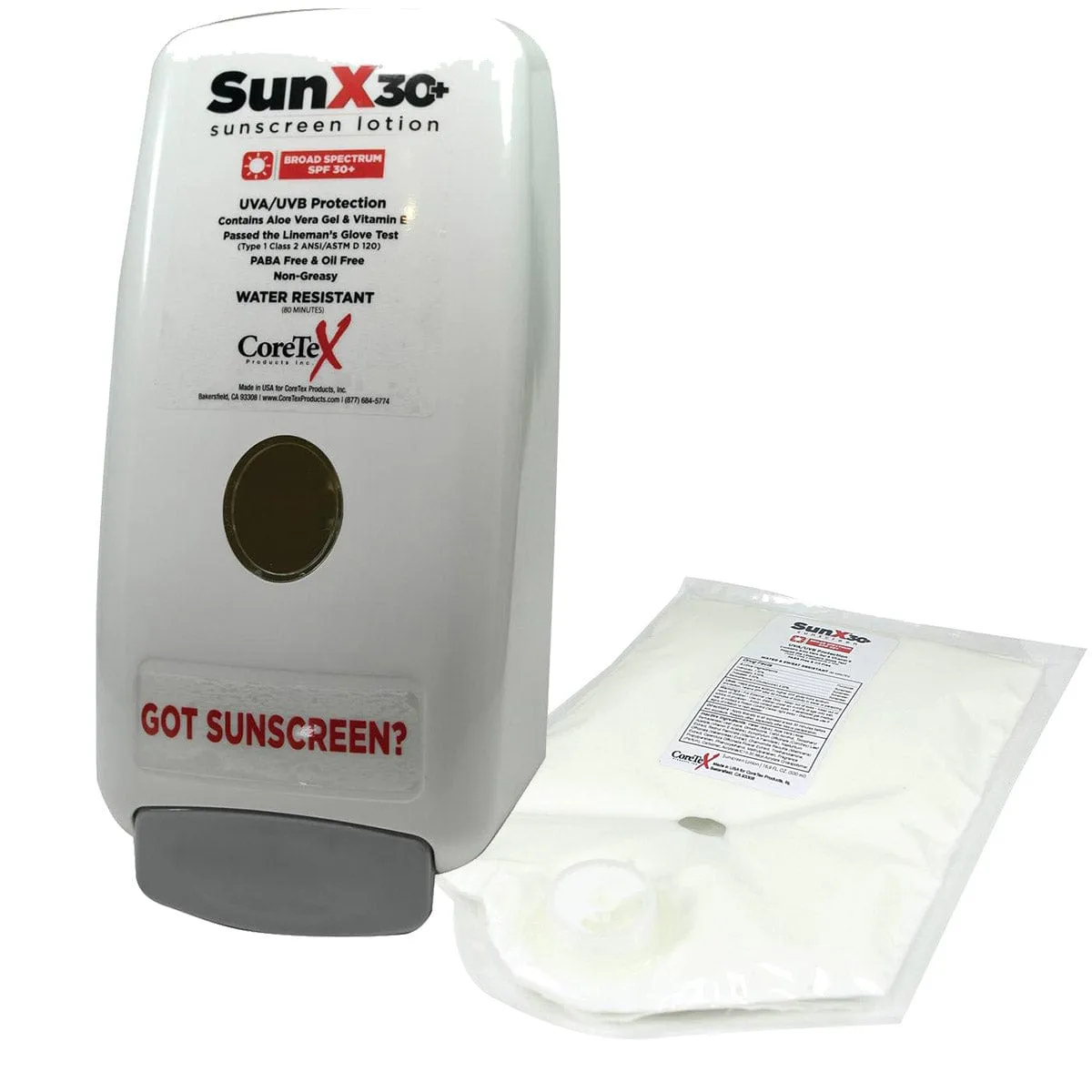 SunX SPF 30+ Sunscreen Wall-Mount Dispenser with 750ml Bladder Kit