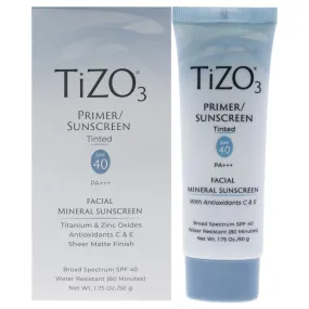 Tizo3 Facial Primer Tinted SPF 40 by Tizo for Unisex - 1.75 oz Sunscreen