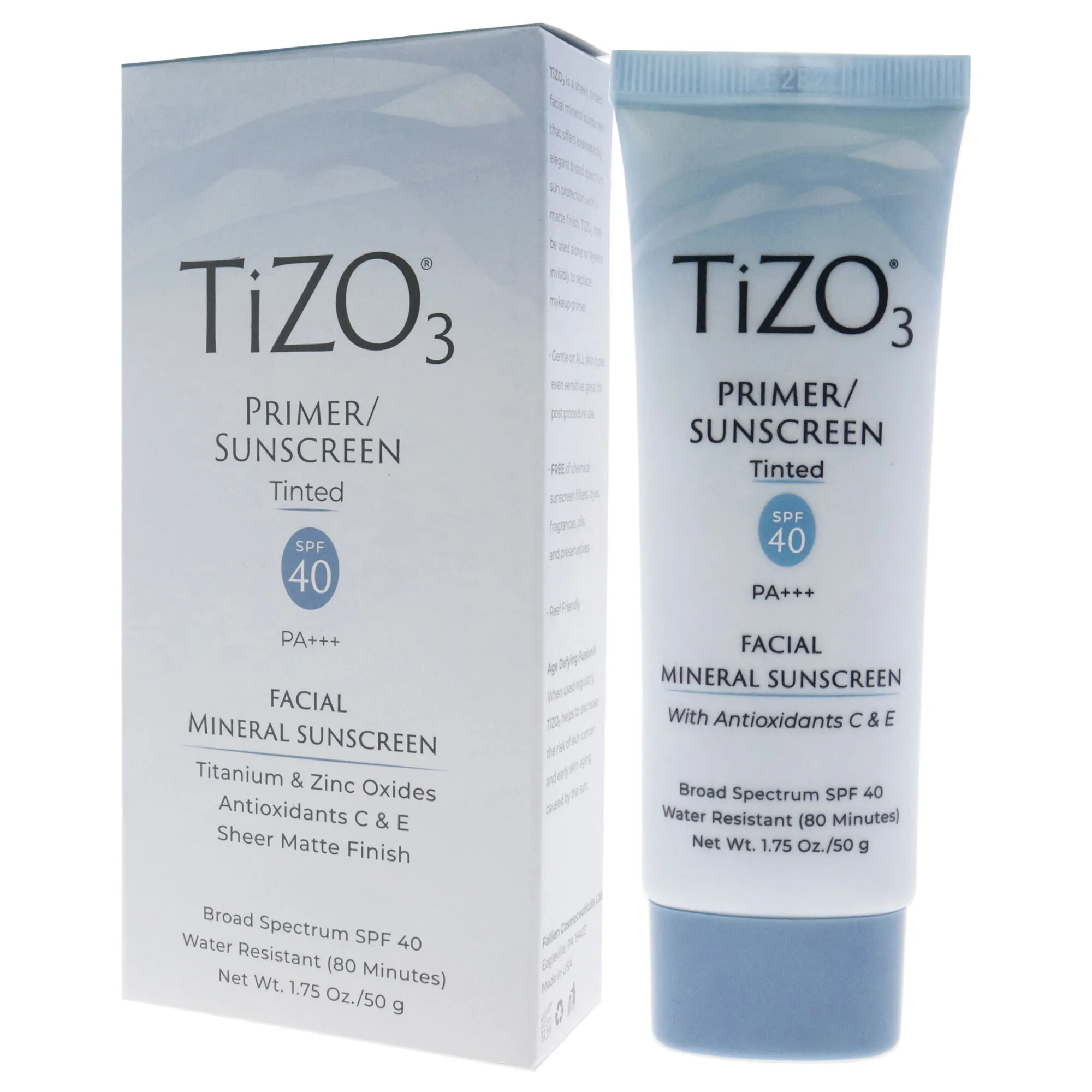 Tizo3 Facial Primer Tinted SPF 40 by Tizo for Unisex - 1.75 oz Sunscreen