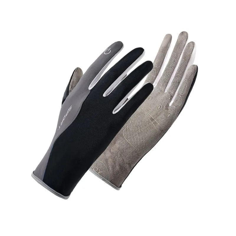 Unisex Breathable Ice Silk Non-slip Sunscreen Cool Driving Gloves