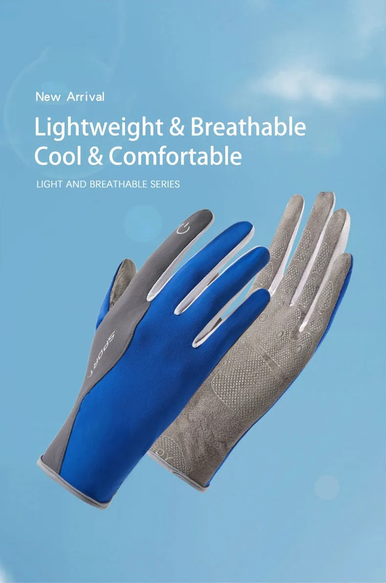 Unisex Breathable Ice Silk Non-slip Sunscreen Cool Driving Gloves