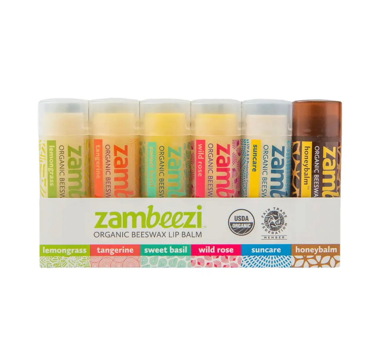 ZAMBEEZI ORGANIC 6 PK LIP BALM